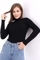 Pull col roulé pour femme, manches longues, tricot côtelé, couleur unie, style minimaliste, vêtement d'automne, anti-boulochage