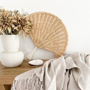 Grand éventail à main en osier blanc cadeau promotionnel commercial événement de fête cadeau de mariage ventilateur en rotin tissé à la main - Product Image 4