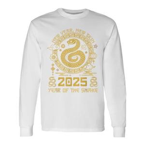 T-shirt promotionnel à manches longues Année du Serpent 2025 – Célébrez le Nouvel An Chinois Lunaire avec un motif Zodiaque Joyeux - Product Image 1