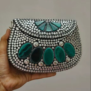 Bolsos de Mano Elegantes, Clásicos, Artísticos y de Lujo con Cuentas de Metal en Mosaico, Diseño Único con Incrustaciones de Piedras, Bolsos de Noche de Moda - Product Image 1