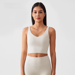 Sujetador deportivo <span class=keywords><strong>de</strong></span> yoga para mujer, color nude, transpirable, <span class=keywords><strong>de</strong></span> alta sujeción, con almohadillas extraíbles, tirantes ajustables, cuello en V, espalda en U, <span class=keywords><strong>de</strong></span> spandex/nailon - Product Image 3