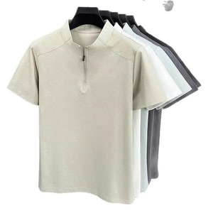 Nueva moda nueva llegada último diseño venta al por mayor pantalones cortos manga hielo seda transpirable primavera Casual moda camisetas para hombres - Product Image 3