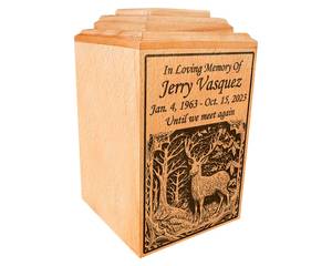 Urne funéraire en bois pour amoureux de chasse de taille adulte Urne funéraire en bois personnalisée Elk Urne en bois avec gravure plusieurs couleurs - Product Image 2