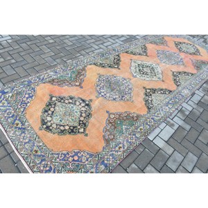 Tapis vintage 4,6 x 12,9 pieds, tapis, tapis patchwork orange en laine - Product Image 2