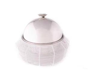 Plat de chauffe-plats en argent fait à la main exquis avec support bleu et blanc Qualité supérieure et meilleur vendeur pour les besoins de restauration Offre Spéciale - Product Image 2