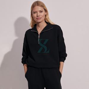 Ensemble de survêtement polaire à demi-fermeture à glissière avec logo personnalisé grandes tailles sweat-shirt d'hiver à la mode pantalon de survêtement lavé pour le confort du printemps - Product Image 3