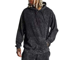 Sudadera con Capucha Personalizada con Logotipo para Hombre, Estilo Urbano, Talla Grande, Lavado Ácido, Bordada con Parches - Product Image 5