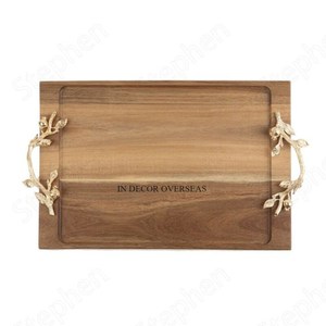 Bandeja de servicio hecha de madera con acabado esmaltado de diseño único de 3 compartimentos para dulces y chocolates de frutas secas a precio competitivo - Product Image 3