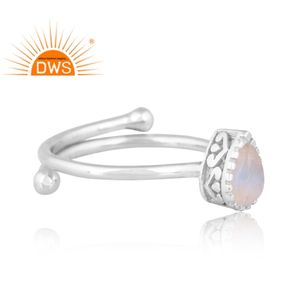 Handmade Design 925 Silver Natural Rainbow <b>Moonstone</b> Gemstone Ring For Women Custom Design Jewelry Supplier - Product Image 4