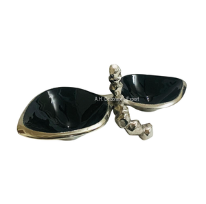 Bol de service en aluminium pour bonbons aux noix pour hôtels Bol à dessert de mariage élégant à 2 sections Offre Spéciale bol à chocolat pour les portions de traiteur - Product Image 1