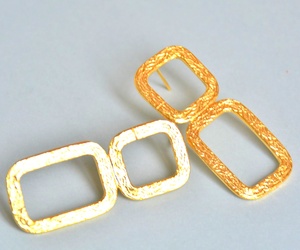 Nueva moda, pendientes de tuerca modernos dorados, joyería geométrica hecha a mano - Product Image 1