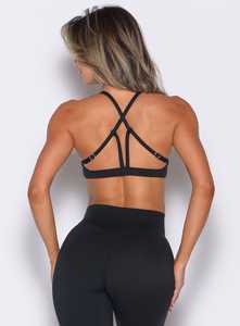 Soutien-gorge de sport Passion noir personnalisé en gros Soutien-gorge de sport à bretelles réglables avec dos incurvé sous la poitrine et impact élevé pour femmes - Product Image 4
