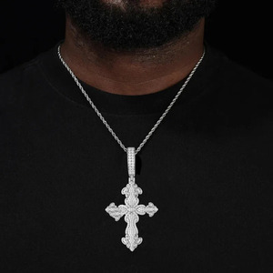 Ready to Ship Gold Plated Moissanite <b>Cross</b> Pendant Hip Hop <b>Charms</b> 925 Silver Unisex GRA Certified Iced Out Fine Jewelry - Product Image 3