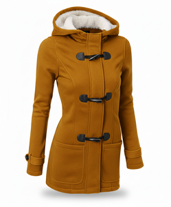 Chaqueta de Invierno para Mujer 2026, Nuevo Diseño, Talla Grande, con Capucha, Botones de Cuerno, Resistente al Viento, Bolsillos de Algodón, Larga - Product Image 1