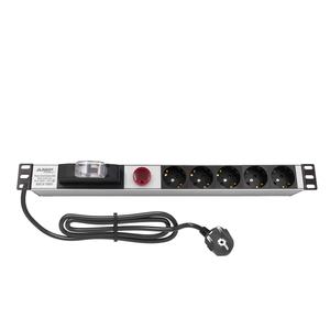 Amp Connect Unité de distribution d'alimentation (PDU) 1U 19 pouces, 5 prises Schuko, voltmètre, ampèremètre, fusible 16A, monophasé 250V, prise de type F - Product Image 1