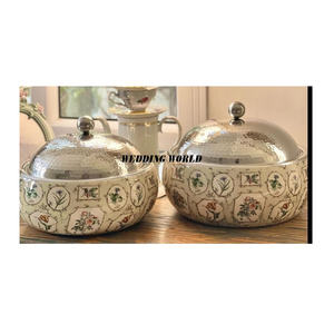 ชุดอุ่นอาหารโลหะดีไซน์ใหม่ล่าสุดหม้อปรุงอาหารแฮนด์เมด2ชิ้นดีไซน์เนอร์เครื่องครัวโลหะหรูหราดีไซน์ - Product Image 1