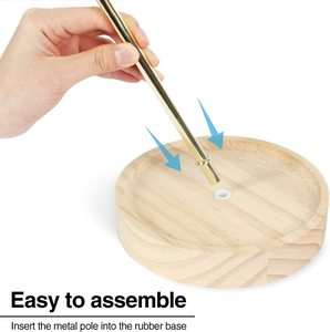 เครื่องประดับต้นไม้ยืนออแกไนเซอร์ที่มีปรับความสูงทองโลหะบาร์และถาดไม้ผู้ถือจอแสดงผลการจัดเก็บ - Product Image 4