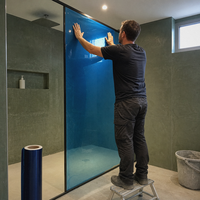Film de protection PE bleu pour usine, cadre de fenêtre, porte, miroir, adhésif électrostatique, rouleau de protection pour panneau électronique, impression personnalisée OEM