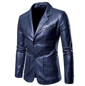 Chaqueta de Cuero para Hombre, Estilo Casual, Clásico, de Negocios, para Motociclistas, Chaqueta de Cuero PU, Abrigo de Cuero Original - Product Image 5