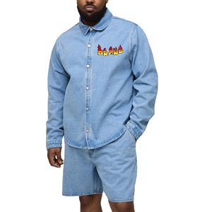 Novedad 2026: Chándal de invierno informal para hombre, talla grande, de mezclilla sólida, transpirable, ecológico y ligero, con logotipo bordado personalizado. - Product Image 1