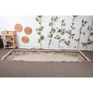 Alfombra clásica de lana turca Beige marrón, diseño de retazos de 310x1030 pies para entrada de estilo bohemio, patrón de pasillo rectangular de látex - Product Image 1