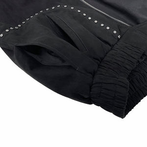 High Street Fashion Custom Suede <b>Bomber</b> <b>Jackets</b> <b>Men</b> Women Quality High Rivets Zipper Closure Washed Autumn Winter Use - Product Image 5