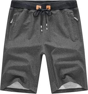 Pantalones cortos informales de algodón 100% para hombre con cordón en la cintura elástica y bolsillos con cremallera Patrón sólido Impresión digital ecológica - Product Image 2