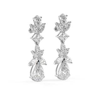 Boucles d'oreilles pendantes en forme de diamant coupe poire pour femme - Product Image 4