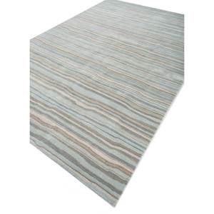 พรมทำมือลายเส้นนามธรรมสีน้ำเงิน Genesis รุ่น Tnq-50020 ผลิตจากขนสัตว์ผสมวิสโคส สำหรับห้องนั่งเล่นหรือทางเดิน รูปทรงสี่เหลี่ยมผืนผ้า ผลิตจากโพลีเอสเตอร์ผสม - Product Image 2