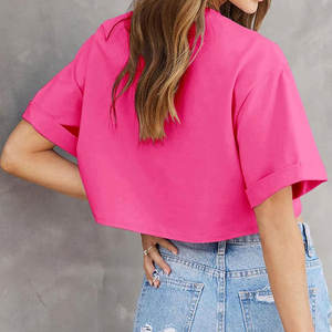 2025 último diseño mujeres Crop Top logotipo personalizado impresión bordado algodón mujeres Crop Tops manga corta Crop Top - Product Image 5