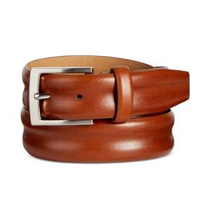 Cintura Casual da Uomo Tasso Elba in Pelle di Vacchetta Marrone, Lunghezza Personalizzabile, Taglia 36 REG con Fibbia in Lega e Logo Personalizzato - Product Image 1