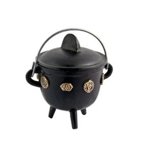 Quemador de incienso de metal sólido con diseño de agarre manual Acabado dorado Soporte de incienso negro decorativo para uso terapéutico - Product Image 1