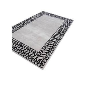 Tapis linéaires en laine et viscose tuftés à la main, couleur ivoire, géométriques, pour la maison, le salon, la chambre, rectangulaires 9x12, rayés, pour couloir - Product Image 2