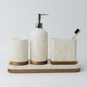 Ensemble de salle de bain moderne en résine de quatre pièces personnalisable Matériaux en <span class=keywords><strong>marbre</strong></span> marbré Ensemble complet de fournitures de salle de bain pour l'ameublement de maison - Product Image 1