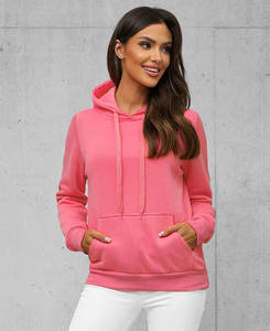 Sweat-shirt à manches tombantes rose, coupe décontractée, pull à capuche rose pour femmes en grande taille - Product Image 4