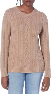 Cardigans pour femmes en tricot de coton/acrylique, broderie unie, automne-hiver, décontractés, manches longues, respirants, logo sur le devant - Product Image 1