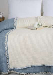 Couverture légère en mousseline de coton 100 % super douce, tissée quatre saisons, 7 couches de gaze, certifiée Oeko-Tex, écologique, lavable en machine - Product Image 1