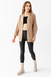 <b>Women's</b> Knitwear <b>Oversize</b> <b>Cardigan</b> Button Detail High Quality Breathable Customizable OEM Service - Product Image 3