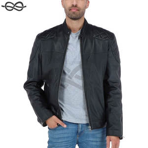 Premium personalizar chaqueta de motorista de cuero para hombre negro elegante duradero atemporal chaqueta de cuero Vintage para hombres - Product Image 3