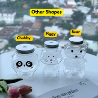 Pot en plastique PET en forme d'ours de haute qualité de 500ml avec bouchon en aluminium et trou de paille prêt en stock de l'usine du Vietnam