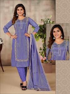 Conjunto Dupatta de pantalón Kurti bordado cómodo de verano para mujer, tela de tejido puro, ropa India pakistaní, venta al por mayor - Product Image 3