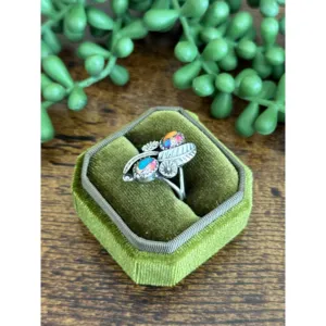 Bague en argent sterling avec turquoise Mohave faite à la main du sud-ouest, taille 6.25, sertie clos, pierre naturelle - Product Image 3