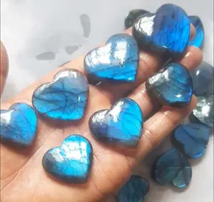 Elegant Blue Flashy Labradorite Heart cabochon Gemstone For Valentine's day Jewelry Labradorite Earring Loose Natural Gemstone