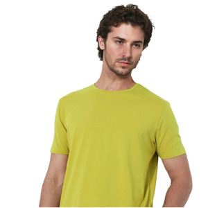 Venta al por mayor de camisetas casuales de los hombres de color sólido de cuello de manga corta suave transpirable de punto de LICRA/poliéster Regular Fit 210g a granel - Product Image 2