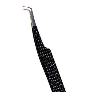 Pinzas de pestañas de plasma negro con mango de corazón Pinzas de extensión de pestañas Acero inoxidable Antiestático Durable Punta suave - Product Image 2