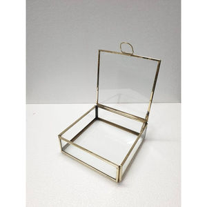 Attractive Design Golden Square Modern Brass Clear <b>Glass</b> High Quality Customizable Size Decorative Jewelry <b>Box</b> Home Decor Case - Product Image 4