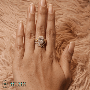 Oval and Pear Cut Moissanite Sterling Silver Prong Setting Heavy Bridal Engagement <b>Ring</b> <b>Set</b> for <b>Women</b> - Product Image 4
