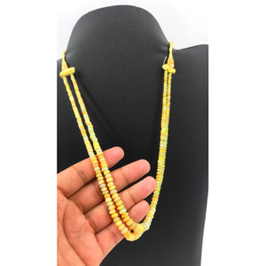 Collier de perles lisses rondes naturelles d'opale éthiopienne 3-4mm, collier de perles de welo opale fait à la main à 2 couches - Product Image 1