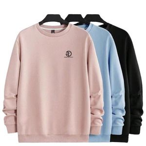 Top Premium Heavyweight hommes sweat à la mode marque sweat personnalisé couleur unie imprimé lavé sauté col rond Style - Product Image 5