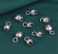 Moule d'échantillon de breloques DIY en argent sterling S925, motif bourgeon de tulipe, pour boucles d'oreilles et bracelets, sans pierre, Coszcatl Exports Bag